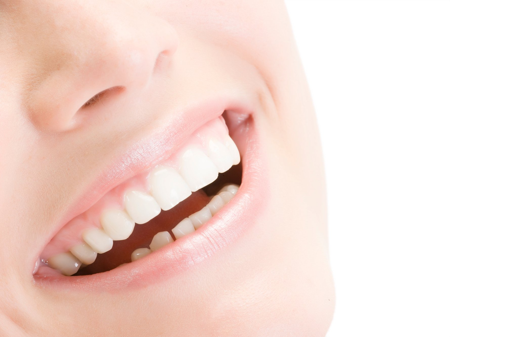 Smiling woman mouth with teeth